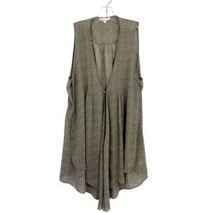 Cabi Brown Abstract Print Sheer Chiffon Waterfall Vest Style 365 - Size XL